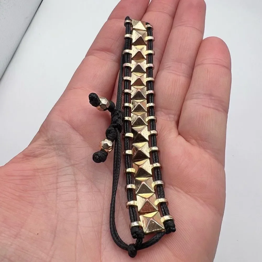 Stella & Dot Studded Adjustable Rocker Bracelet Friendship edgy concert festival